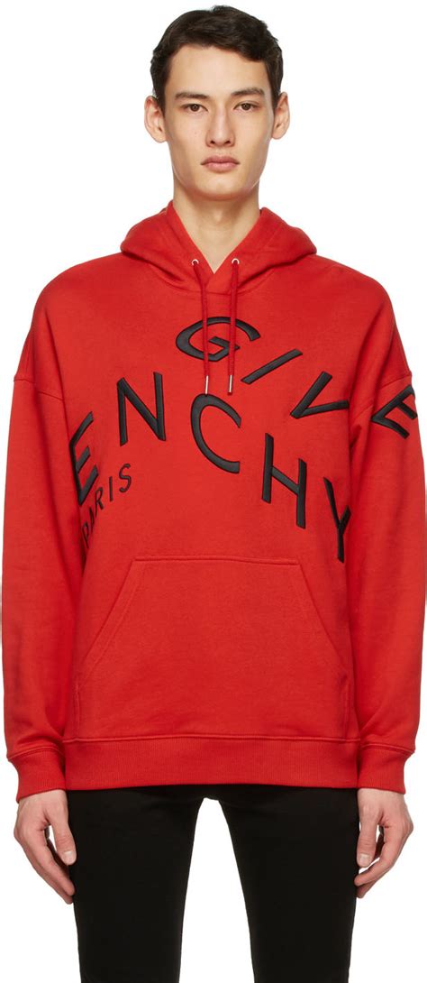 givenchy red hoodie|givenchy refracted embroidered hoodie.